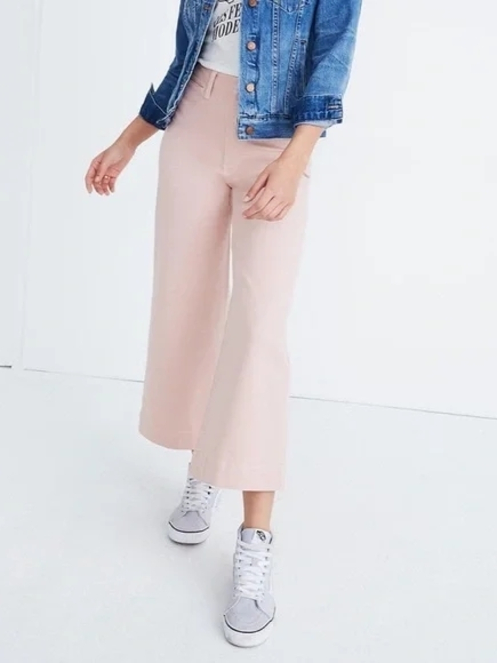 Madewell | Emmett Wide Leg Crop Pants Pink Stretch High Rise Plus Petite 36P